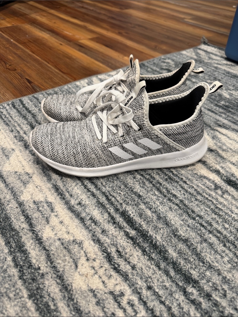 adidas Gray & White Knit Cloudfoam Sneakers